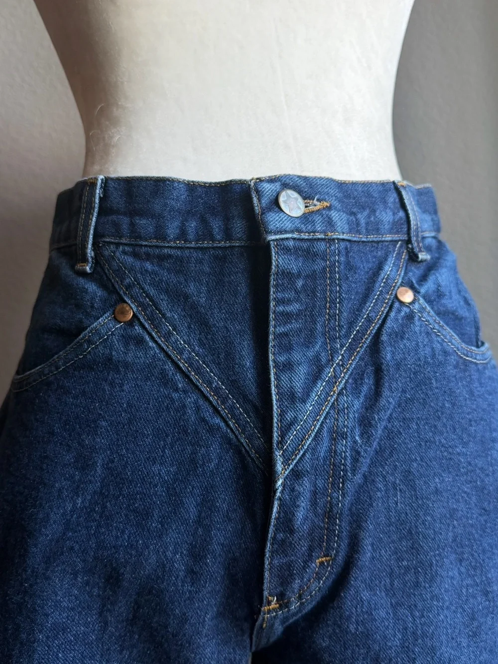 Ozark Mountain Y2K High Rise Wide Leg Jeans Star Button